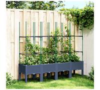 Garden Planter with Trellis Blue Grey 160x40x142.5 cm PP Rattan Elevated planter