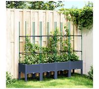 Garden Planter with Trellis Blue Grey 160x40x142.5 cm PP Rattan Elevated planter