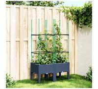 Garden Planter with Trellis Blue Grey 80x40x142.5cm Polypropylene Rattan Look XL