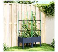 Garden Planter with Trellis Blue Grey 80x40x142.5cm Polypropylene Rattan Look XL