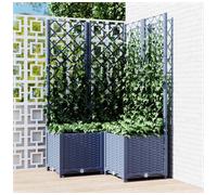Garden Planter with Trellis Blue Grey 80x80x136cm Polypropylene Outdoor for Veg