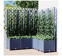 Garden Planter with Trellis Blue Grey PP 120x120x136 cm Outdoor Planter RaisedXL