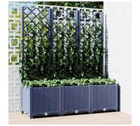 Garden Planter with Trellis Blue Grey PP 120x40x136 cm Outdoor Patio Planter Box