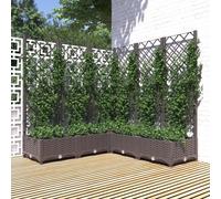 vidaXL Outdoor Garden Planter with Trellis PP Brown 120x120x121.5 cm