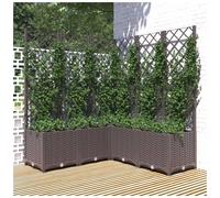 vidaXL Garden Planter with Trellis Brown PP Outdoor Raised Bed Flower Box