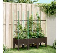 Garden Planter with Trellis Brown 120x40x142.5cm Polypropylene Rattan Look Large
