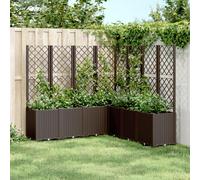Garden Planter with Trellis Brown 160x160x140cm PP Rattan Look 7-Module Modular