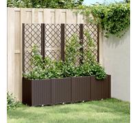 Garden Planter with Trellis Brown 160x40x140cm PP Rattan Look Modular 4-Planters