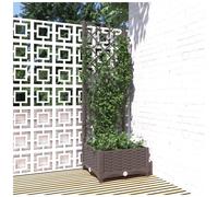Garden Planter with Trellis Brown 40x40x121.5cm PP Polypropylene Raised Outdoor
