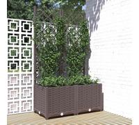 Garden Planter with Trellis Brown 80x40x136 cm PP