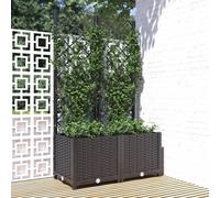 vidaXL Garden Planter with Trellis - White Outdoor Raised Bed, Polypropylene, 80x40x136 cm, Suitable for Patio/Terrace