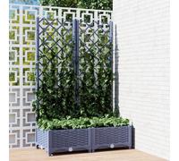 Garden Planter with Trellis Brown PP Outdoor Raised Bed Flower Box Multi Size