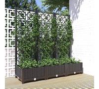 Garden Planter with Trellis Brown PP Outdoor Raised Bed Flower Box Multi Size