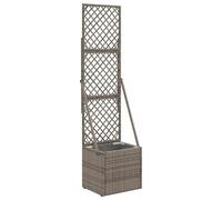 Garden Planter with Trellis Grey Poly Rattan Outdoor Decor Wicker Patio vidaXL