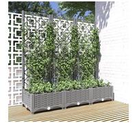Garden Planter with Trellis Light Grey 120x40x121.5 cm Polypropylene Outdoor Box