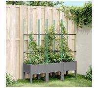Garden Planter with Trellis Light Grey 120x40x142.5cm PP Rattan Look for Patios