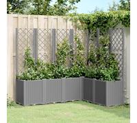 vidaXL Garden Planter with Trellis Patio Flower Pot Planter Box Light Grey PP