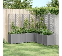 Garden Planter with Trellis Light Grey 160x160x140 cm PP