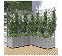 vidaXL Garden Planter Light Grey 120 x 120 x 136 cm | Helps climbing plants thrive, Built from UV resistant polypropylene, Super easy to move around