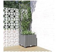Garden Planter with Trellis Light Grey PP 40x40x136 cm Outdoor Pot Weatherproof