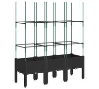 vidaXL Garden Planter with Trellis Blue Grey 120x40x142.5 cm PP, Grey