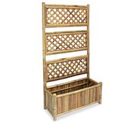 vidaXL Garden Raised Bed with Trellis Bamboo 70 cm, Brown