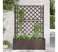 vidaXL Garden Planter with Trellis PP Mocha Flower Planting Box Raised Bed