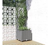 vidaXL Garden Planter Light Grey with Trellis – Polypropylene Outdoor Pot for Patio & Garden