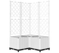 vidaXL Polypropylene Garden Planter with Trellis - Outdoor Raised Bed, 80×80×136 cm, Light Grey