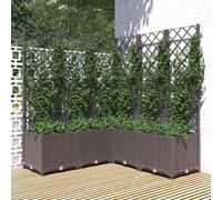vidaXL Garden Planter with Trellis Black PP Raised Bed Flower Box Plant Pot
