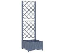 vidaXL Garden Planter w/ Trellis Dark Grey 40x40x121.5 cm PP, Grey