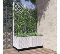 vidaXL Garden Planter with Trellis - White Outdoor Raised Bed, Polypropylene, 80x40x136 cm, Suitable for Patio/Terrace