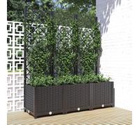 vidaXL Garden Planter with Trellis Black PP Raised Bed Flower Box Plant Pot