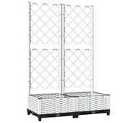 vidaXL Garden Planter with Trellis Brown PP Outdoor Raised Bed Flower Box, 80 x 40 x 121.5 cm, Weather-Resistant, Code 318260