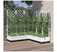 vidaXL White Plastic Corner Garden Planter with Trellis 121.5 x 120 x 120cm - Wilko