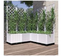 Garden Planter with Trellis White PP 120x120x136 cm Outdoor Raised Bed for Patio
