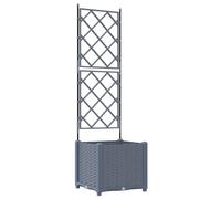 vidaXL Garden Planter Grey 40 x 40 x 143 cm Steel, Garden and Terrace, Modern Steel Planter, Weather Resistant Outdoor Container, Durable Plant Holder, Patio Decor Accent
