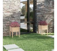 Garden Planters 2 pcs 50x50x70 cm Solid Pinewood Berkfield Home Brown One Size