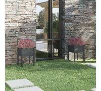 Garden Planters 2 pcs Grey 50x50x70 cm Solid Pinewood Berkfield Home Grey One Size