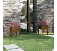Garden Planters 2 pcs Honey Brown 50x50x70 cm Solid Pinewood Berkfield Home Brown One Size
