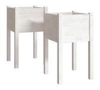 Garden Planters - 2 pcs, White, 40x40x70 cm Solid Pinewood Pots