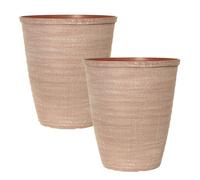 Garden Planters, Dune Powdered Brick Design, 2 x 28cm Pots, with Drainage Holes