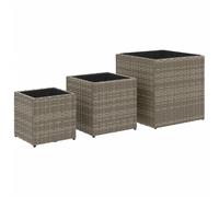 Garden Planters Outdoor Flower Pot Patio Planter Pot 3 pcs Poly Rattan vidaXL