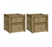vidaXL Set of 2 Solid Wood Douglas Garden Planters - Durable and Weather-Resistant - Ideal for Outdoor Use - 60x60x60cm Large-Capacity Flower and Vegetable Plant Pots