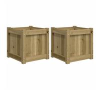 vidaXL Garden Planters 2pc Wax Brown Solid Wood Pine, Brown