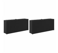 vidaXL Garden Planters with 2 Pots Flower Pot Plant Pot 2 pcs Grey Poly Rattan