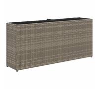 vidaXL Garden Planter with 2 Pots, Plant Pot for Patio Balcony Terrace, Flower Pot for Flower Herb Plant, Outdoor Planter Box, Grey Poly Rattan