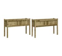 (natural pine, 2 pcs) vidaXL Garden Planters with Legs Patio Flower Pot Plant Pot Solid Wood Pine