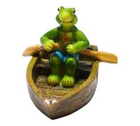 Garden Pond Floating Whimsical Water Feature Ornament for Outdoor Patio and Desktop Tabletop Decoration (Green, 15x12x10.5cm)