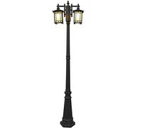 Garden Post Light Chinese Style Stigma Lights Waterproof Paint Process Post Light Black Finish High Pole Doorpost Lamp Road Beautify Landscape Night View Villa Decor Floo(26 * 54 * 290Cm)